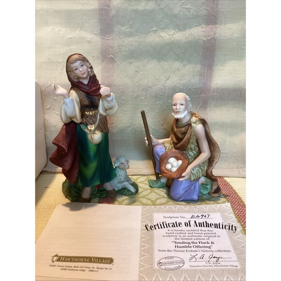 Hawthorne Village Tending The Flock & Humble Offering Kinkade Nativity 2002 / A3 - Picture 1 of 16